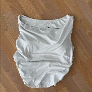 Klassy Network White Sleeveless Drape Tank Top